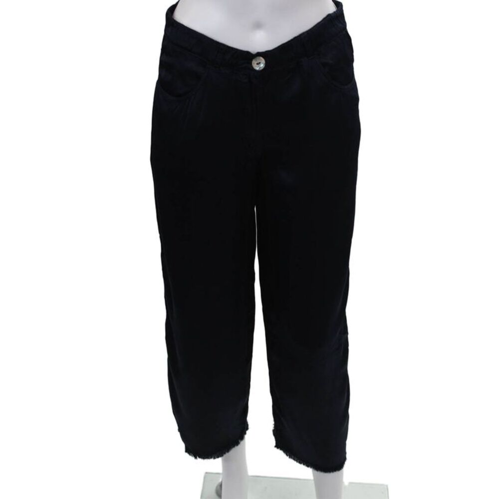 Jaga Women Cropped Blue Rayon Button Pants Size 2